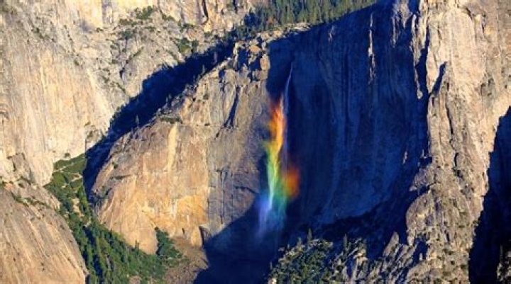 A Yosemite Falls rainbow in real-time