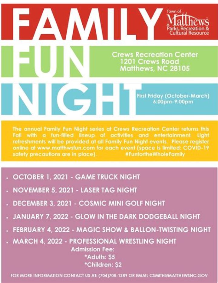 Family Fun Night at Crews Recreation Center