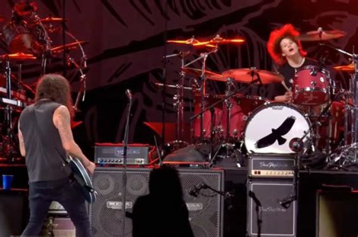 Taylor Hawkins' son Oliver Shane plays drums during Foo Fighters tribute